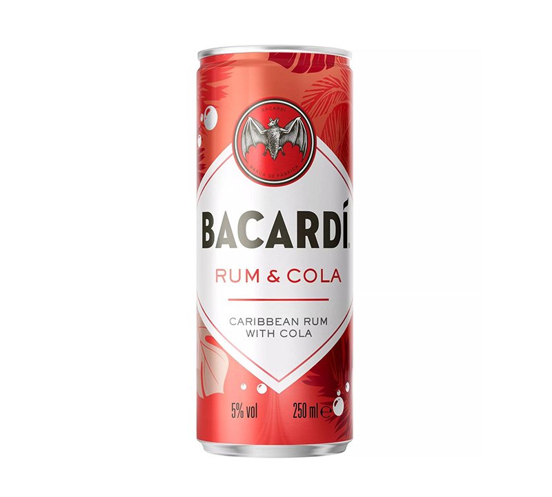 Bacardi Carta Blanca Rum And Cola Mixed Drink 250ml Can